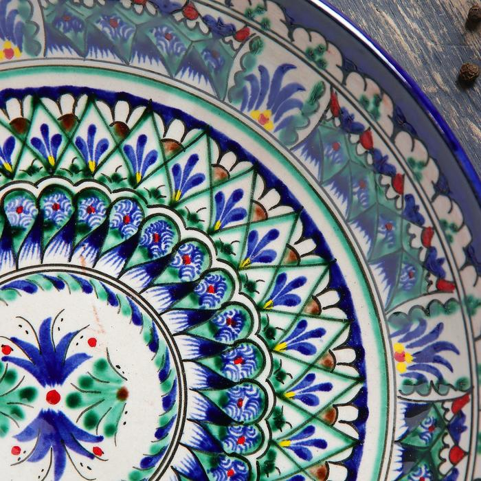 Ляган Риштанская Керамика Ляган Риштанская Керамика "Узоры", 25 см, синий