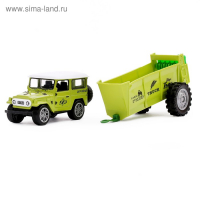 Машина металлическая «Джип», с прицепом, инерционная, МИКС Машина металлическая «Джип», с прицепом, инерционная, МИКС