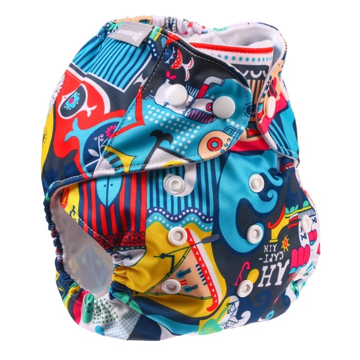 Трусики-подгузник, многоразовый &laquo;Океан&raquo; на кнопках (S,М,L), Крошка Я