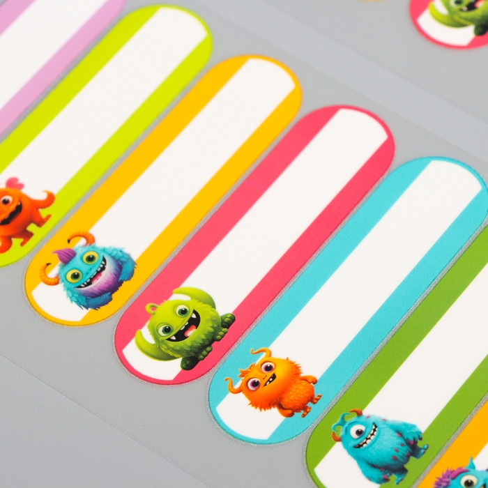 Термобирки для одежды. Набор именных термонаклеек для маркировки детских вещей &laquo;Яркие монстрики&raquo;, 52 шт