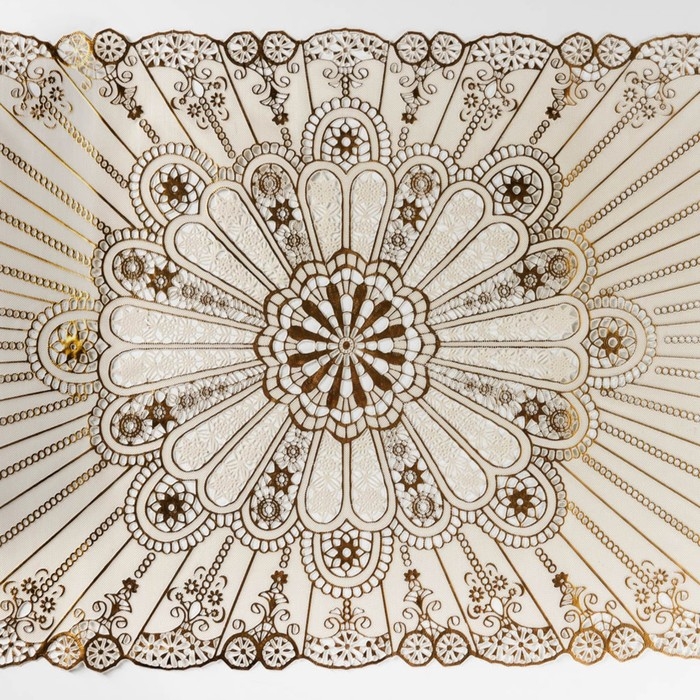 Салфетка сервировочная на стол &laquo;Лучи&raquo;, ажурная, 84&times;40 см, ПВХ, цвет золотой