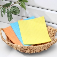 Салфетки из целлюлозы губчатые Доляна, тряпки для уборки, 15&times;17 см, 3 шт