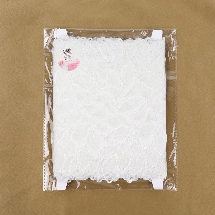 Кружевная эластичная ткань, 175 мм &times; 2,7 &plusmn; 0,5 м, цвет белый