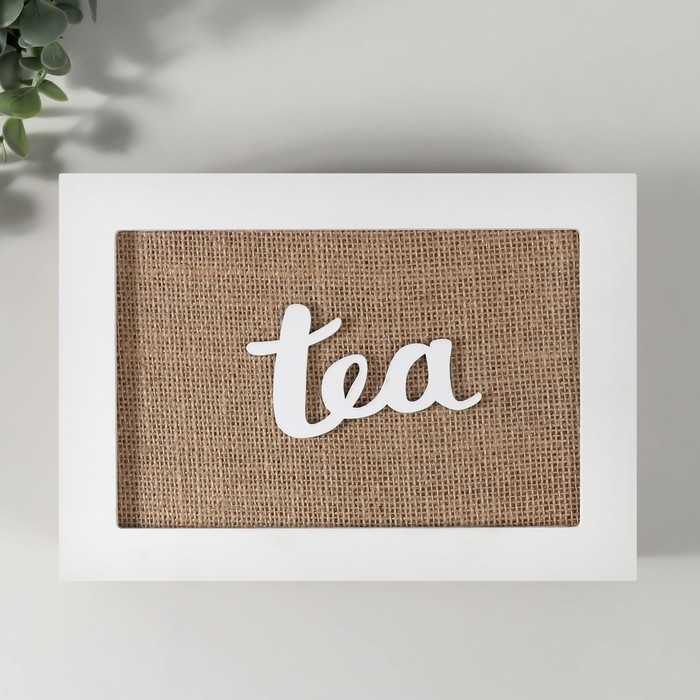 Шкатулка дерево 6 делений "Полевые растения" мешковина 17х24х7 см