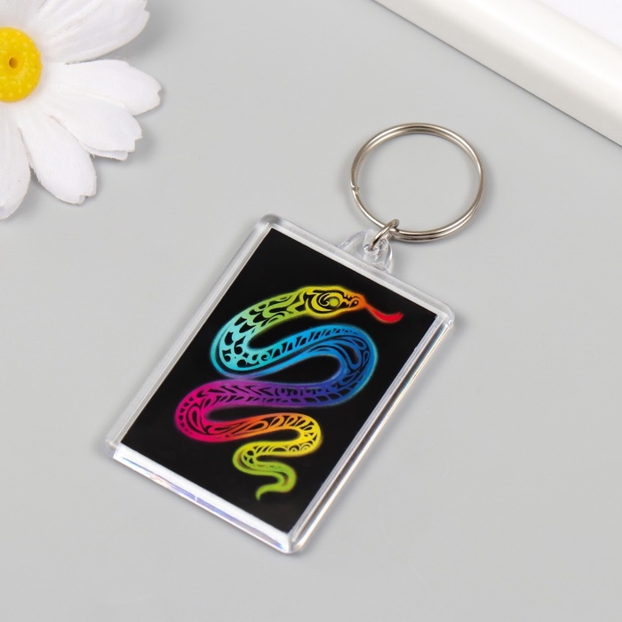 Новогодний брелок акрил Новогодний брелок акрил "Неоновая змея" 3,5х5 см