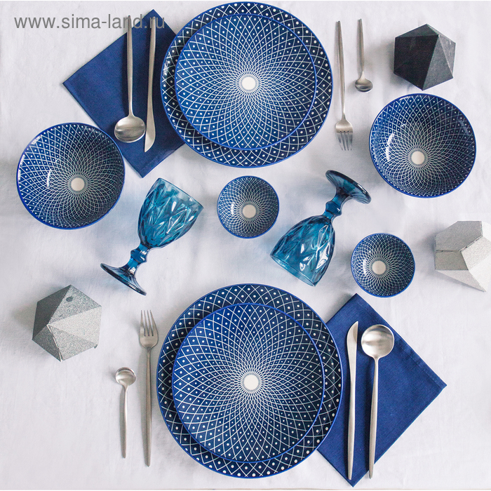 Тарелка керамическая Доляна &laquo;Бодом&raquo;, d=22 см, цвет синий