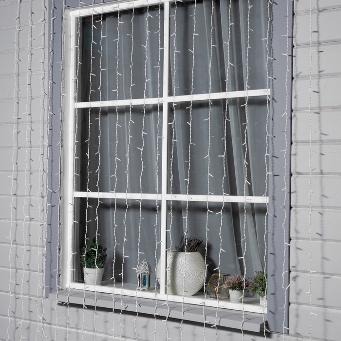 Гирлянда «Занавес» 2 × 6 м, IP44, УМС, белая нить, 1440 LED, свечение белое, мерцание, 220 В Гирлянда «Занавес» 2 × 6 м, IP44, УМС, белая нить, 1440 LED, свечение белое, мерцание, 220 В