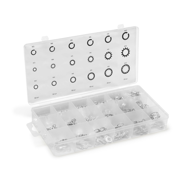 Набор гроверы и корончатые шайбы ТУНДРА krep, 720 предметов Набор гроверы и корончатые шайбы ТУНДРА krep, 720 предметов