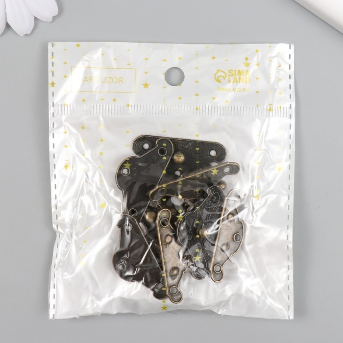 Замок металл для шкатулки "Старинный" набор 4 шт 3,8х2,8х0,5 см