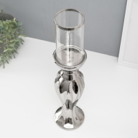 Подсвечник керамика, стекло на 1 свечу "Версаль" d=7,5 см серебро 10,5х10,5х44,5 см Подсвечник керамика, стекло на 1 свечу "Версаль" d=7,5 см серебро 10,5х10,5х44,5 см