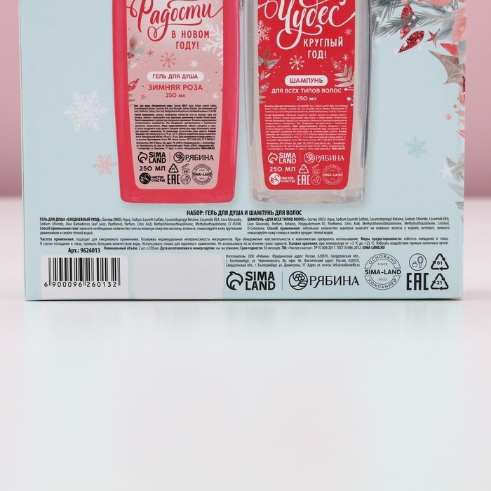 Подарочный набор косметики новогодний &laquo;Исполнения желаний!&raquo;, гель для душа и шампунь для волос, 2 х 250 мл, Новый Год