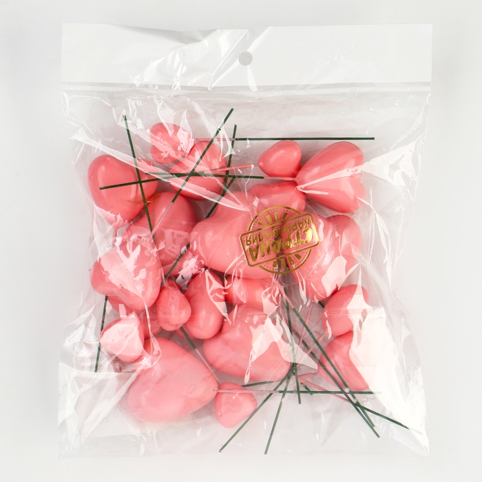 Набор топперов «Сердечки», 12 см, цвет розовый Набор топперов «Сердечки», 12 см, цвет розовый