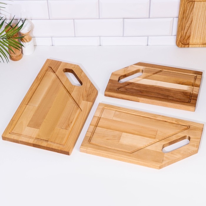 Набор досок разделочных "Угловая ручка" в кассете (38х22х1,8;34х20х1,8;30х18х1,8) см