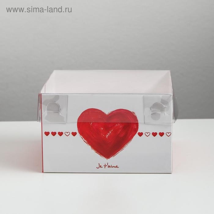 Коробка для капкейков, кондитерская упаковка, 4 ячейки &laquo;Ja t`aime&raquo;, 16 х 16 х 10 см