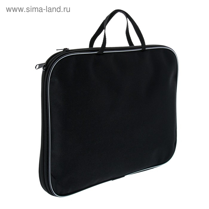 Папка с ручками текстильная А4, 350 х 270 х 20 мм, Calligrata Папка с ручками текстильная А4, 350 х 270 х 20 мм, Calligrata "Офис", нейлон 600D, двуцветный кант, чёрная