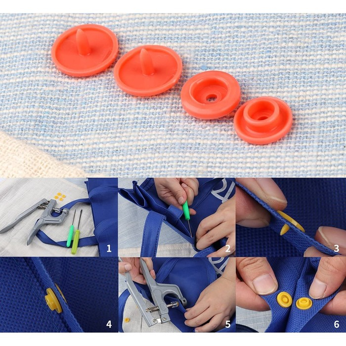 Набор для установки пластиковых кнопок: кнопки, d = 12 мм, 50 шт, щипцы, шило, отвёртка, в органайзере Набор для установки пластиковых кнопок: кнопки, d = 12 мм, 50 шт, щипцы, шило, отвёртка, в органайзере