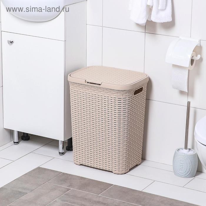 Корзина бельевая с крышкой &laquo;Ротанг&raquo;, 40 л, 37&times;29,5&times;48 см, цвет латте