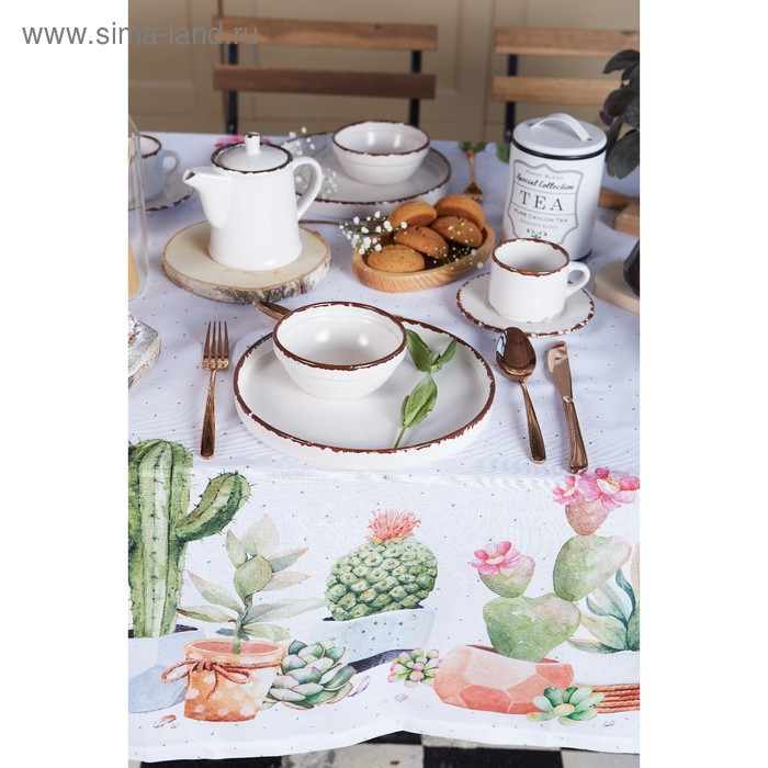 Скатерть Этель &laquo;Кактусы&raquo; 220х147 см, 100% хлопок, рогожка 160 гр/м2