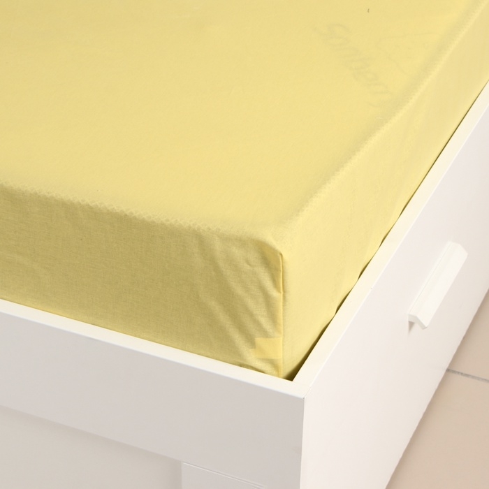 Простыня на резинке Этель 160*200*25, цв.желтый, 100% хлопок, поплин 125г/м2 Простыня на резинке Этель 160*200*25, цв.желтый, 100% хлопок, поплин 125г/м2
