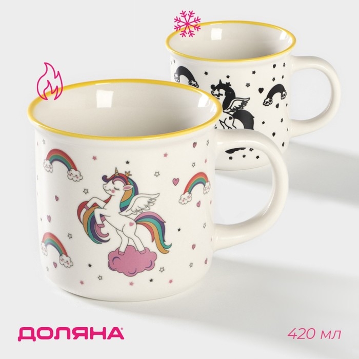Кружка-хамелеон фарфоровая Доляна &laquo;Единорог&raquo;, 420 мл