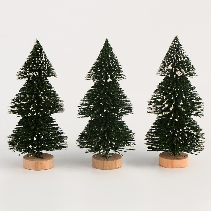 Новый год! Миниатюра кукольная &laquo;Ёлочка со снегом&raquo;, набор 3 шт., размер 1 шт. &mdash; 8 &times; 4 &times; 4 см