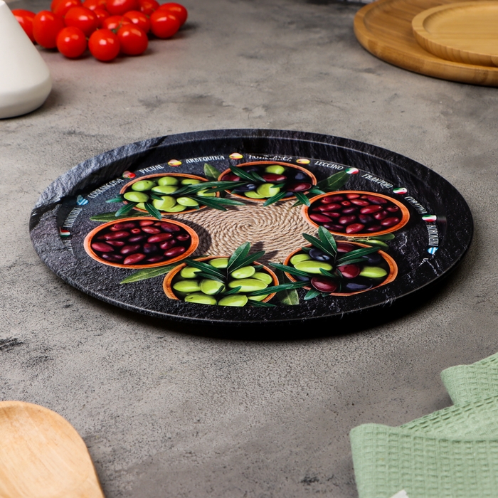 Поднос &laquo;Оливки&raquo;, 28 х 1,6 х 0,32 см, металл