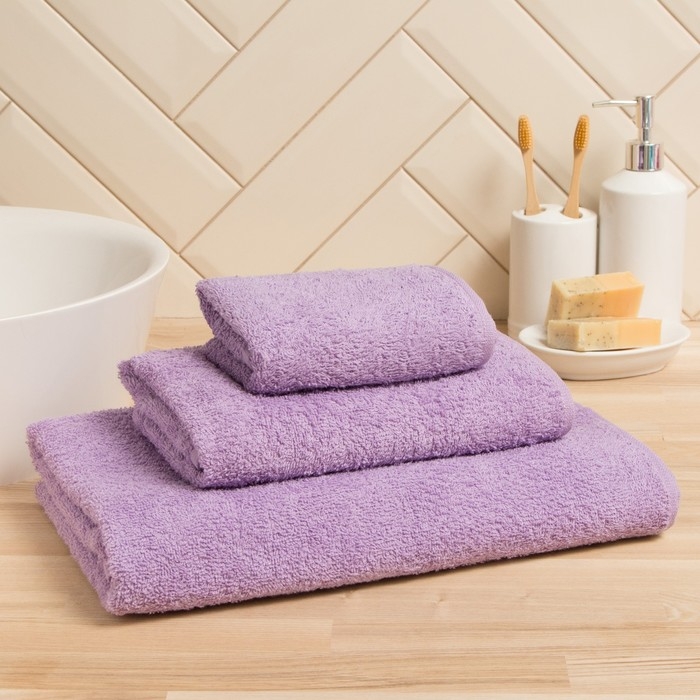 Полотенце махровое Экономь и Я 50*90 см, цв. лиловый, 100% хлопок, 320 гр/м2