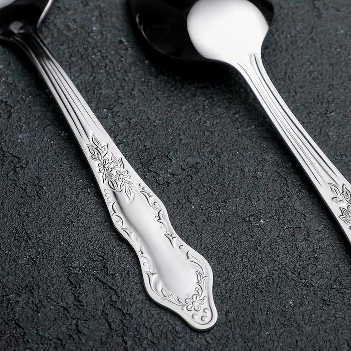 Ложка десертная &laquo;Славяна&raquo;, h=16 см, толщина 1,2 мм, цвет серебряный