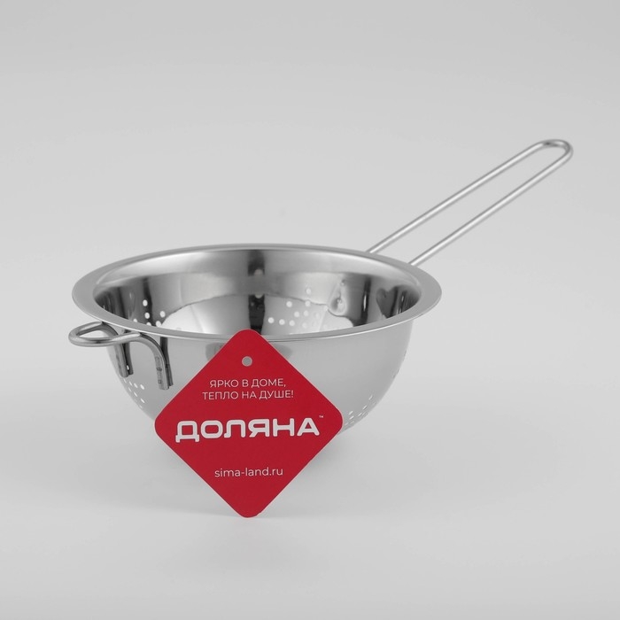 Дуршлаг из нержавеющей стали Доляна &laquo;Индия&raquo;, 750 мл, d=16 см, длинная ручка