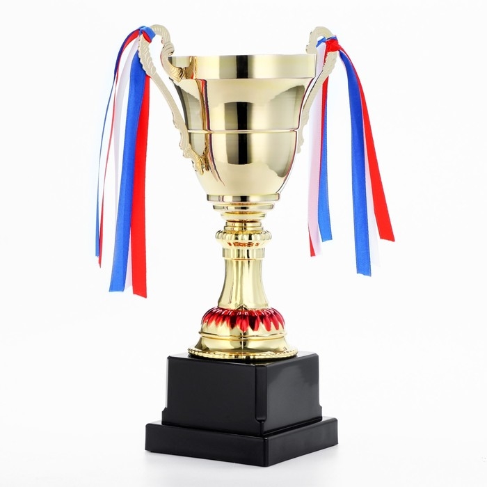 Кубок 185С, наградная фигура, золото, триколор, подставка пластик, 23,9 &times; 14,7&times; 7,3 см.
