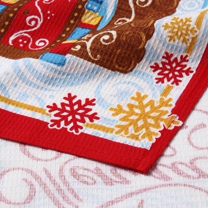 Набор полотенец "Доляна" Пряничный домик 35х60см-3шт., 100% хл, вафельное полотно 162г/м2