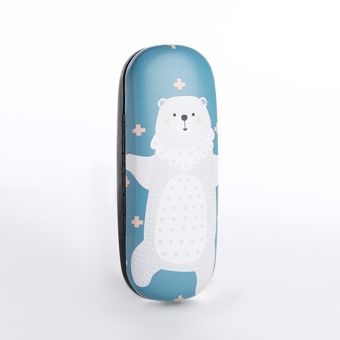 Футляр для очков на хлопушке, длина 16 см, цвет голубой Футляр для очков на хлопушке, длина 16 см, цвет голубой