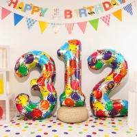 Шар фольгированный 40" &laquo;Цифра 0&raquo;, яркие шары