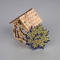 Ёлочная игрушка «Домик с птицей», от батареек, свечение тёплое белое Ёлочная игрушка «Домик с птицей», от батареек, свечение тёплое белое