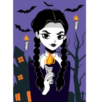 Алмазная мозаика на хеллоуин с частичным заполнением на холсте &laquo;Девочка с косичками&raquo;, 15 х 21 см