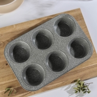 Форма для выпечки &laquo;Элин Мрамор. Кекс&raquo;, 31,5&times;21,5&times;3,7 см, 6 ячеек, антипригарное покрытие, цвет серый