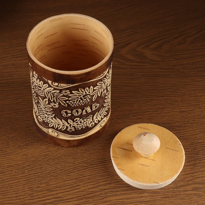 Туес Туес "Гроздья рябины" Д8см, СОЛЬ, береста