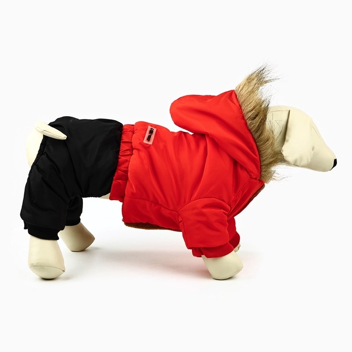 Одежда для собак. Комбинезон зимний &laquo;Тёплая зима&raquo;, красно-чёрный, размер L