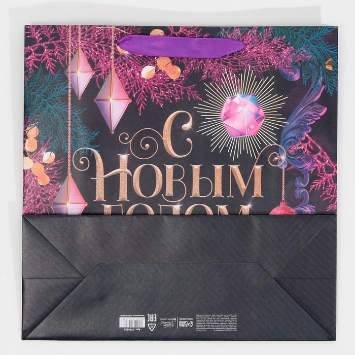 Пакет подарочный новогодний ламинированный квадратный &laquo;Night&raquo;, 30 х 30 х 12 см, Новый год