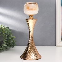 Подсвечник металл на 1 свечу "Рельефный геометрический узор" золото 28х11х11 см Подсвечник металл на 1 свечу "Рельефный геометрический узор" золото 28х11х11 см