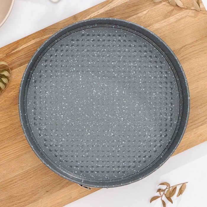 Форма Доляна для выпечки &laquo;Элин Мрамор&raquo;, 28&times;6,5 см, съёмное дно, антипригарное покрытие, цвет серый