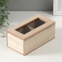 Шкатулка дерево 2 деления "Цветочный узор" 8,8х16,2х7 см