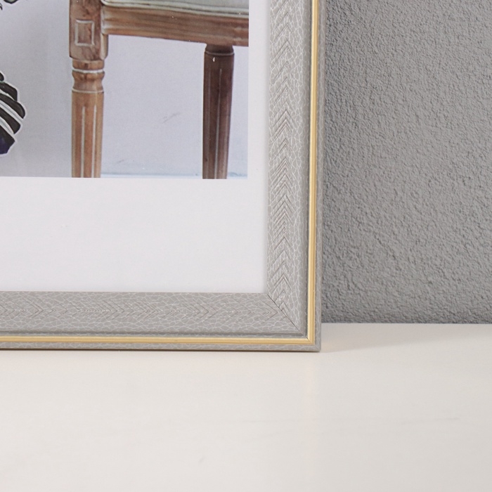 Фоторамка пластик 30х40 см "Галочки на мокко" с золотой обводкой 1,4х32,7х42,5 см