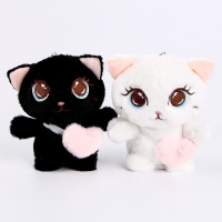 Мягкая игрушка &laquo;Кот с сердцем&raquo;, на брелоке, 11 см, цвета МИКС