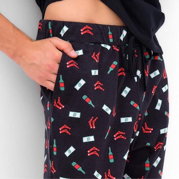 Пижама новогодняя мужская KAFTAN "Chill bro", цвет чёрный, размер 48