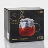 Кружка стеклянная для заваривания Magistro &laquo;Сара&raquo; с крышкой, 360 мл, 12&times;9&times;10,1 см, сито