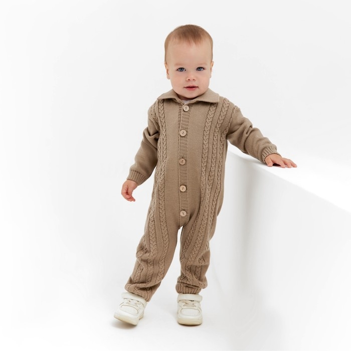 Комбинезон детский вязаный MINAKU, рост 62-68, цвет коричневый