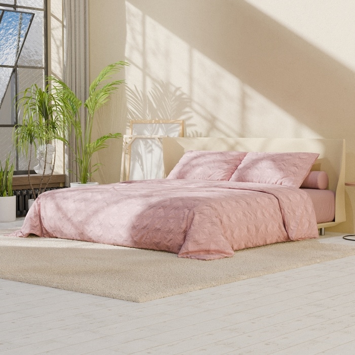 Постельное бельё LoveLife евро Texture: rosy, 200х217см,230х240см,50х70см-2шт, микрофибра, 110 г/м2