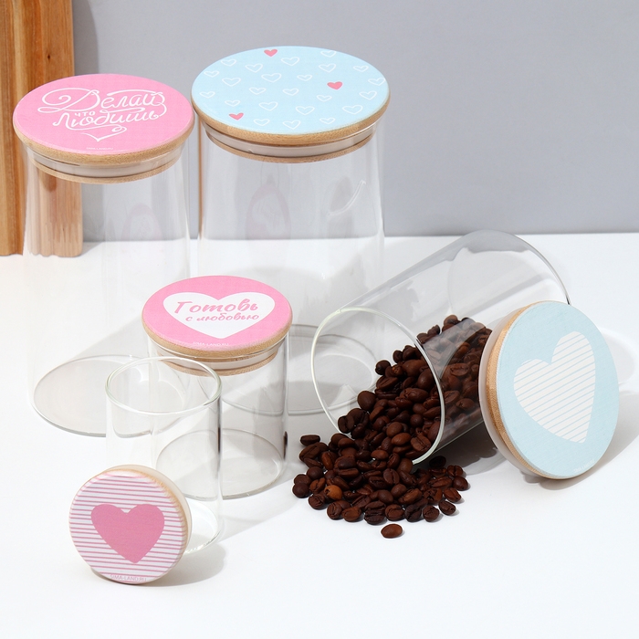 Банка для хранения сыпучих продуктов и круп &laquo;Готовь с любовью&raquo;, 100 мл