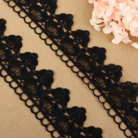 Кружево гипюровое, 45 мм &times; 6,8 &plusmn; 0,5 м, цвет чёрный